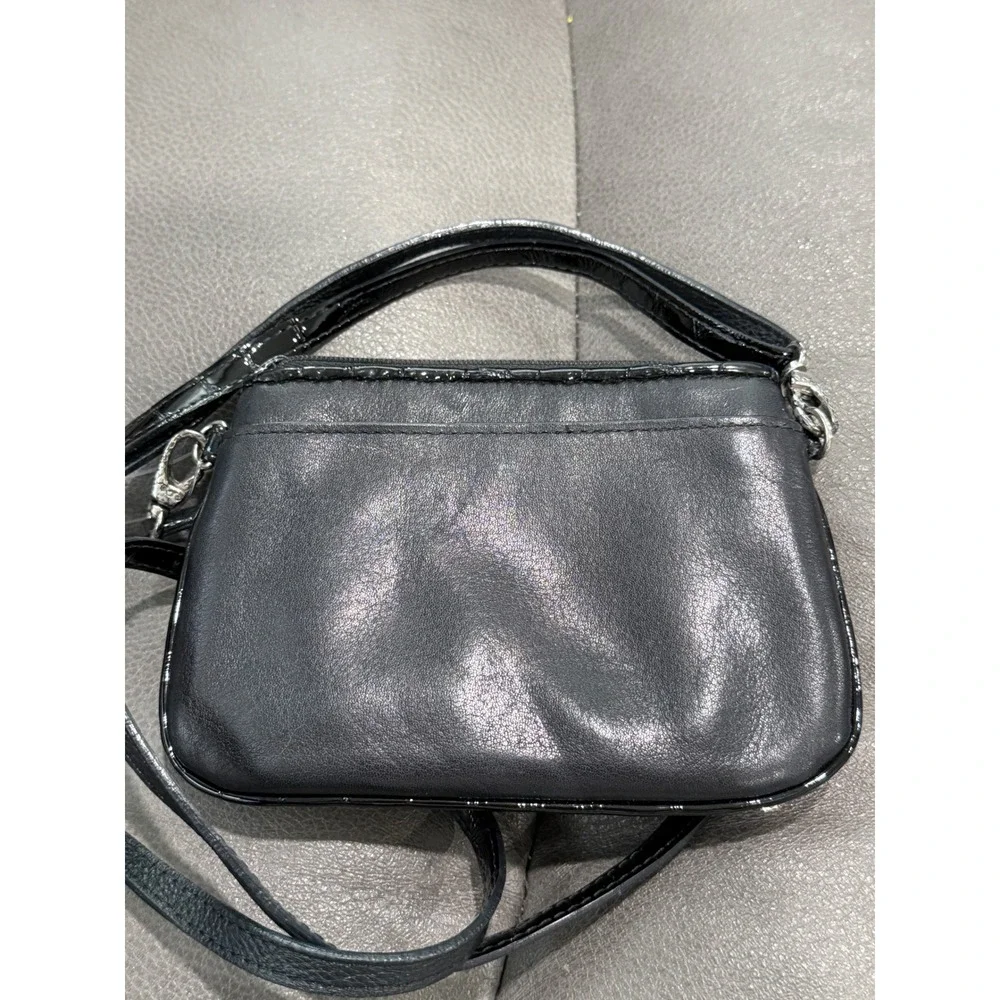 Brighton‎ Black Patent Croc Heart Charm Mini Shoulder Bag